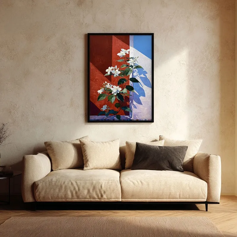 Scarlet Petals Canvas Wall Painting - Black Frame media 1