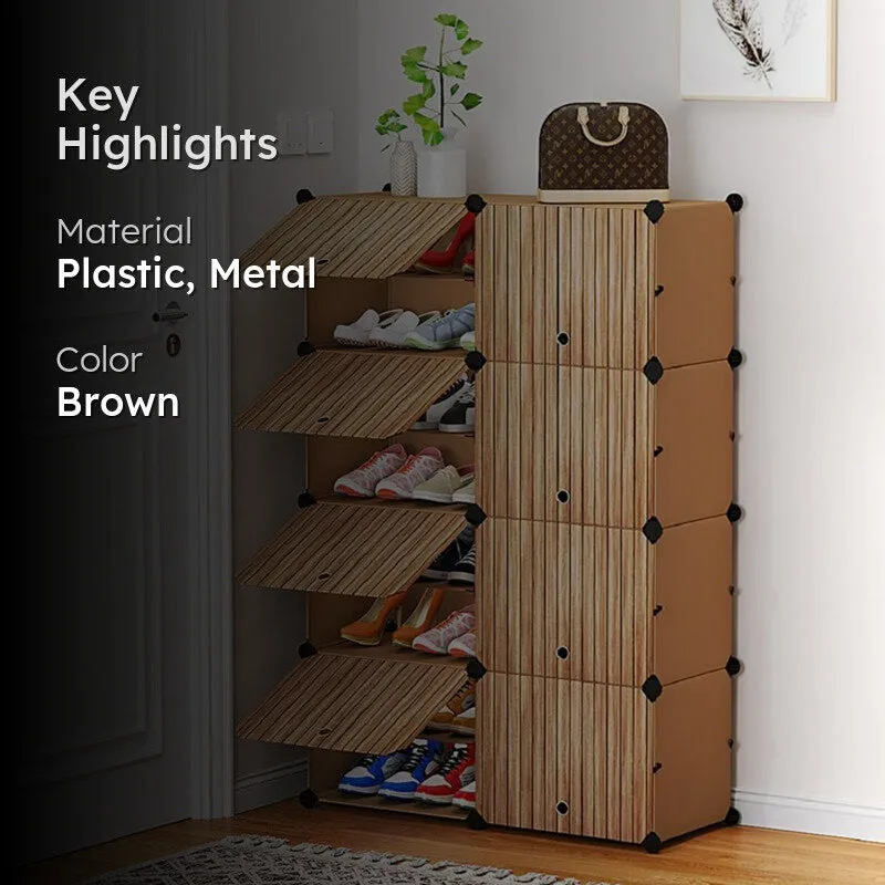 QuietWalk Brown Plastic & Metal Shoe Racks media 2