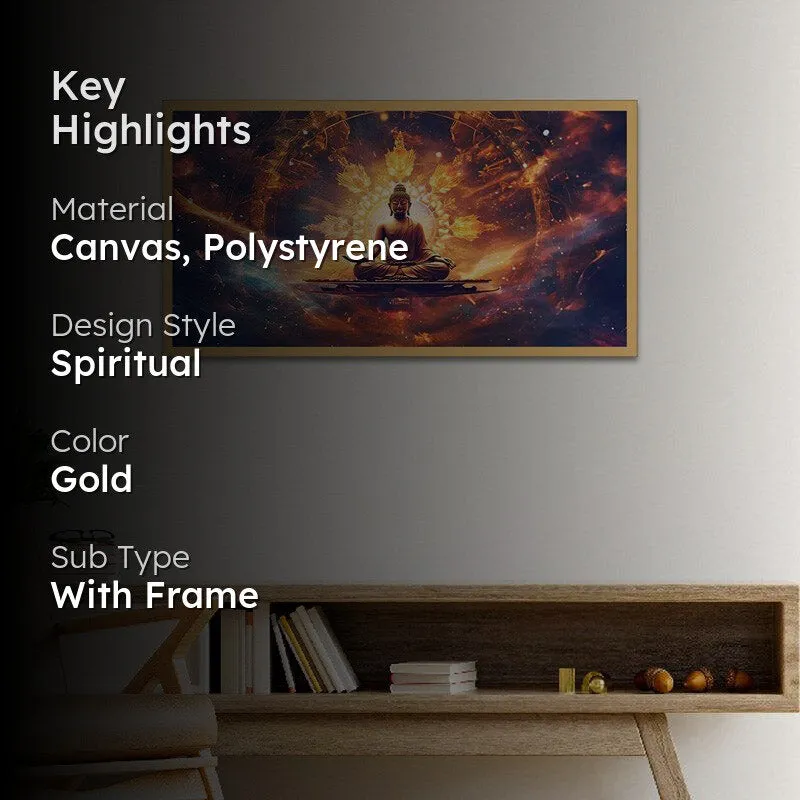 Buddha Serene Aura Canvas Wall Painting With Frame media 2