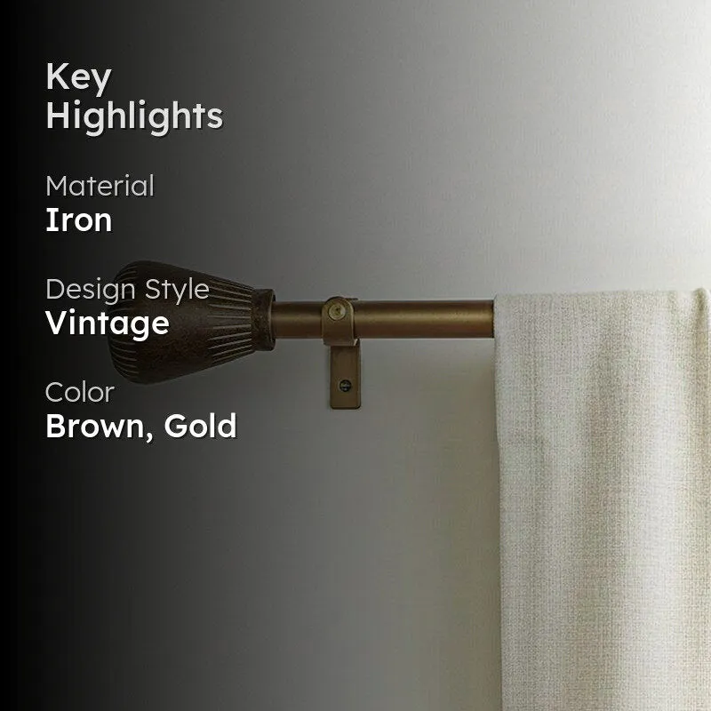 Stria Edge Extendable 1" Single Curtain Rod With Oval Finial & Brackets media 2
