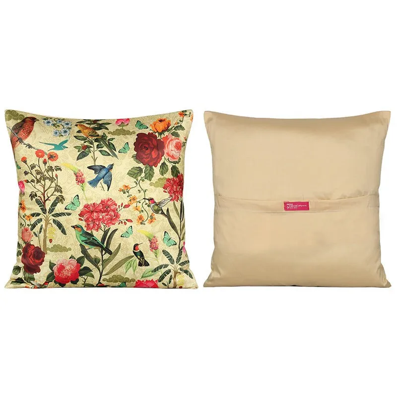 India Circus Poppy Wing Printed Satin Polyester Satin Cushion Cover - Set Of Five media 4