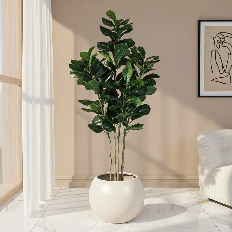 Leafelle Artificial Fiddle Fig With Black Plastic Pot - 6 Feet media 1