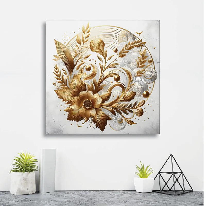Golden Bloom Lumina Wall Painting media 1