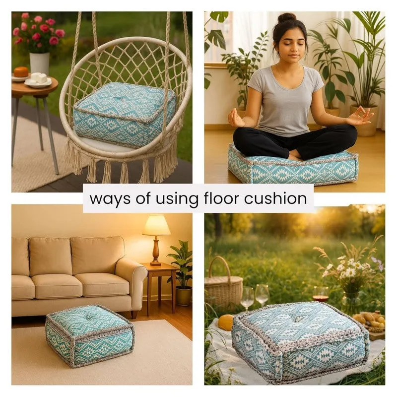 Hand Block Print Floor Cushion media 4