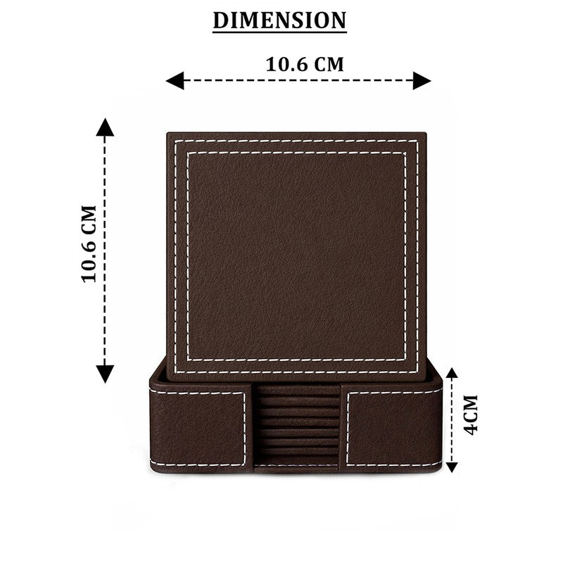 AarviDecor ContourEdge Faux Leather Coaster - Seven Piece Set media 6