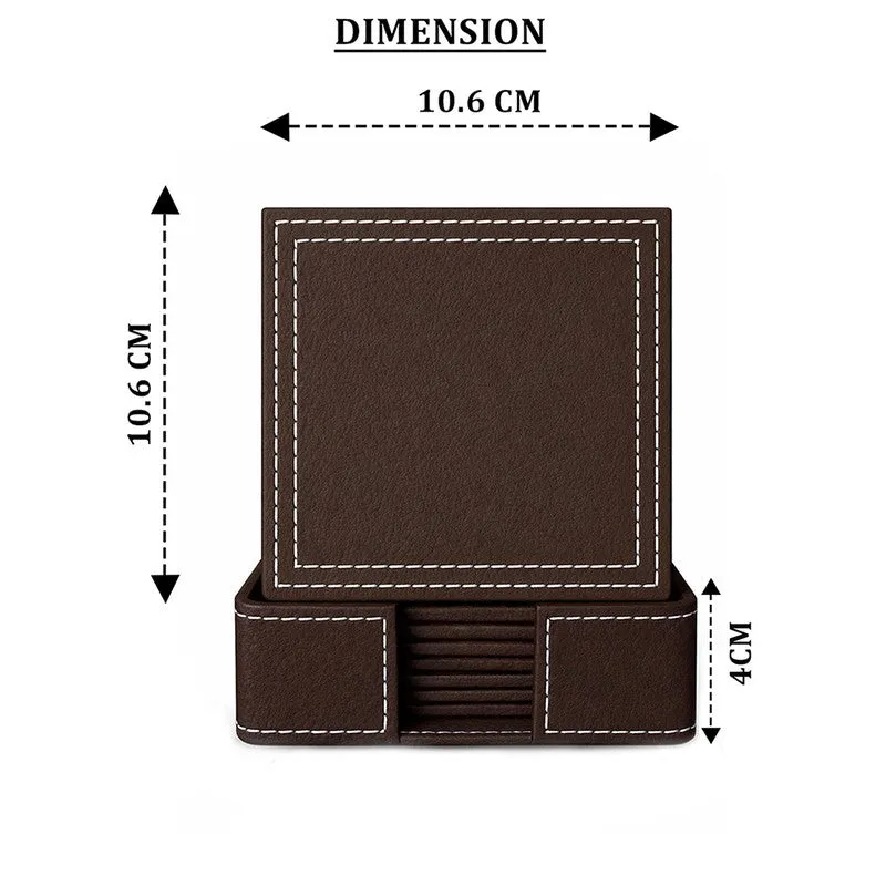 AarviDecor ContourEdge Faux Leather Coaster - Seven Piece Set media 6