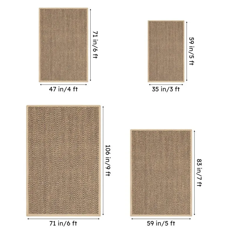 Saral Home ChevronTread Anti-Slip Jute Cotton Area Rug - Black & Beige media 7