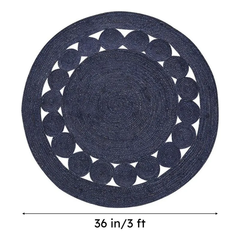 Knot Theory Braided Jute Area Rug - Blue media 6