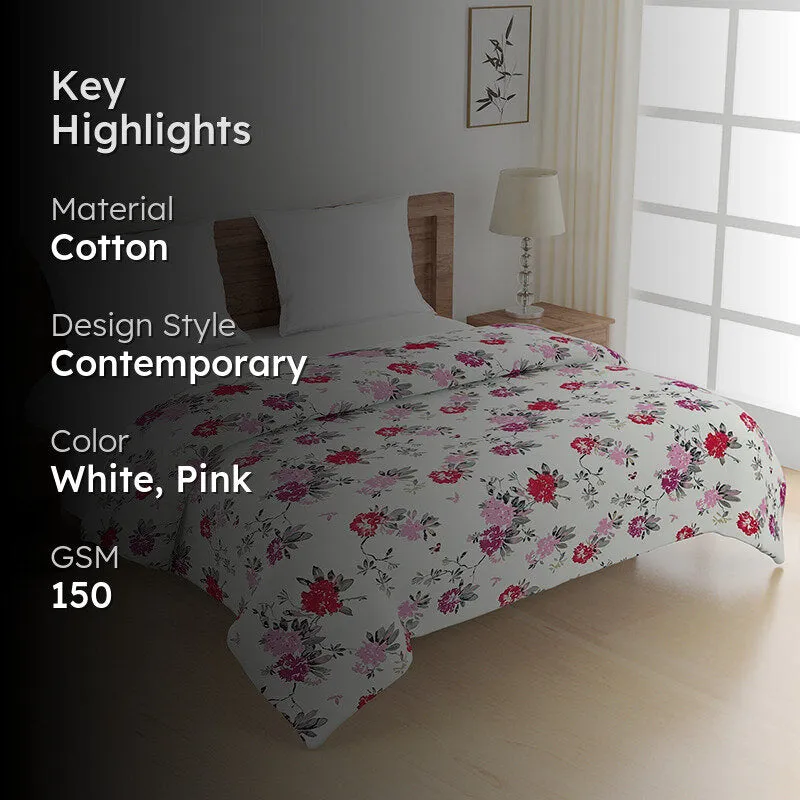 Swayam Ruvo Rosa Cotton Comforter (Red,Pink) - 150 GSM media 2