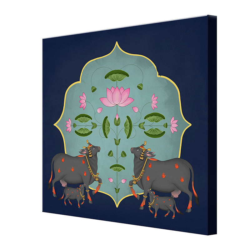Ornate Cattles Near The Pond Wall Painting media 4
