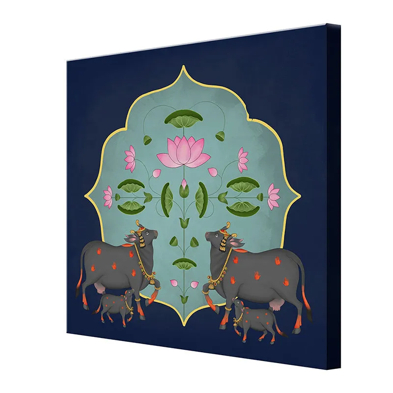Ornate Cattles Near The Pond Wall Painting media 4
