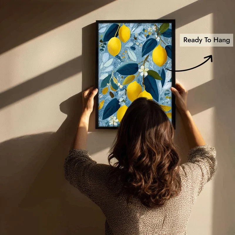 Zestara Lemon Branch Canvas Wall Painting With Black Frame media 5