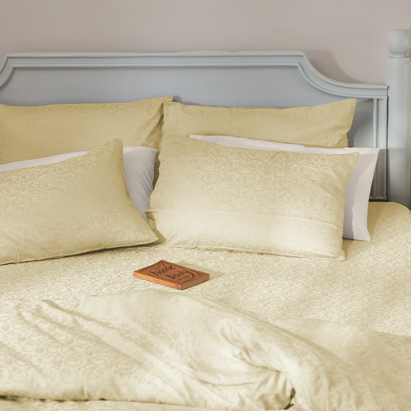 Coral Bloom Jacquard Cotton Bedsheet (Ivory) - 300 TC media 5