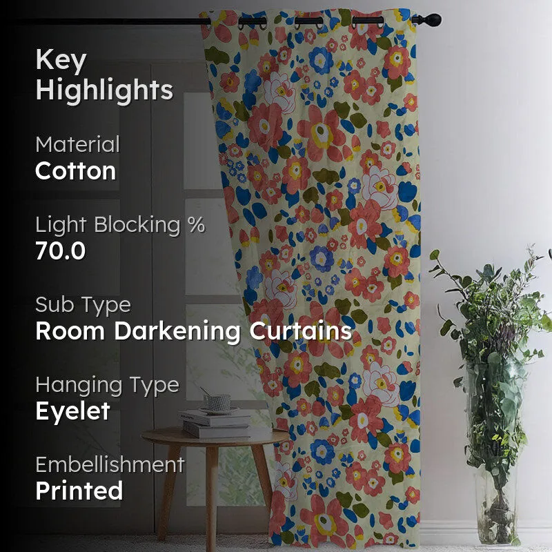 Flora Pop Room Darkening Curtain (Yellow) media 2