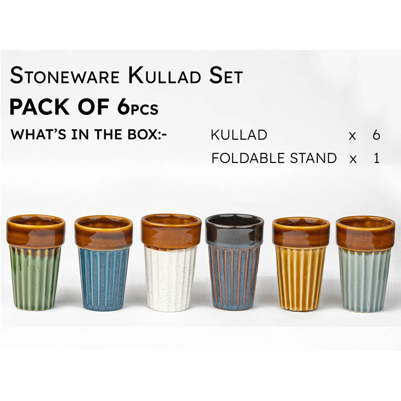 Aria Handmade Khulhad With Stand (110 ML) - Seven Piece Set image 6