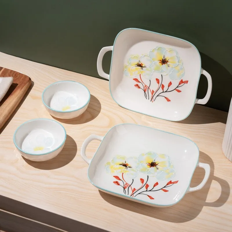Saffron I Porcelain Platter with Dip Bowl - Four Piece Set media 1