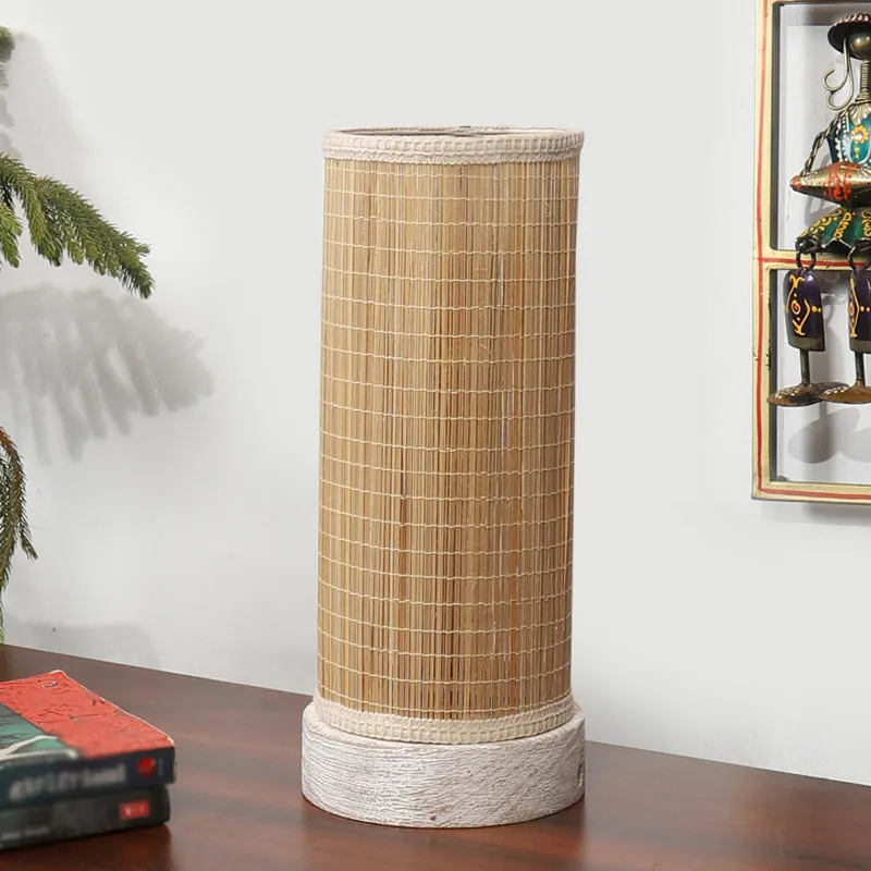 Canevia Cylindra Curve Bamboo Table Lamp - Off White media 3