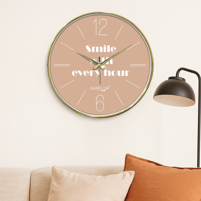 Smile Every Hour Round Analog Wall Clock - Brown
