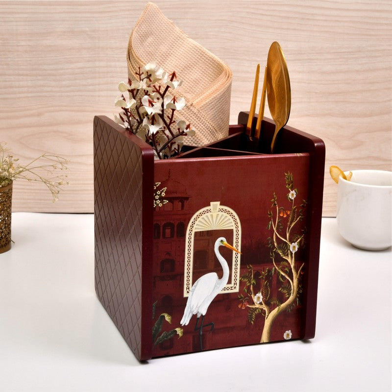 Rustic Wooden Cutlery Stand