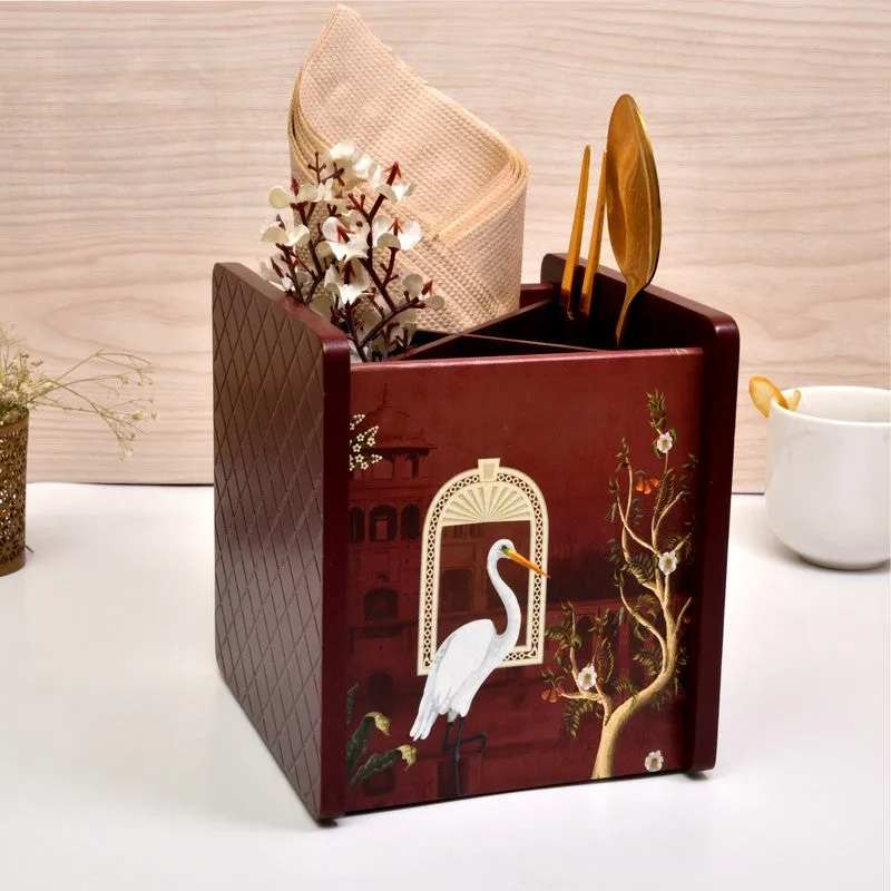 Rustic Wooden Cutlery Stand media 1