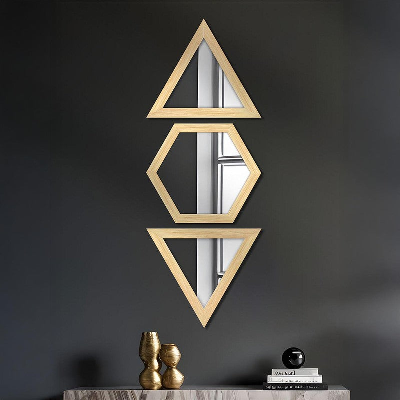 Facet Glow Wall Mirror (Beige)- Set of Three media 4