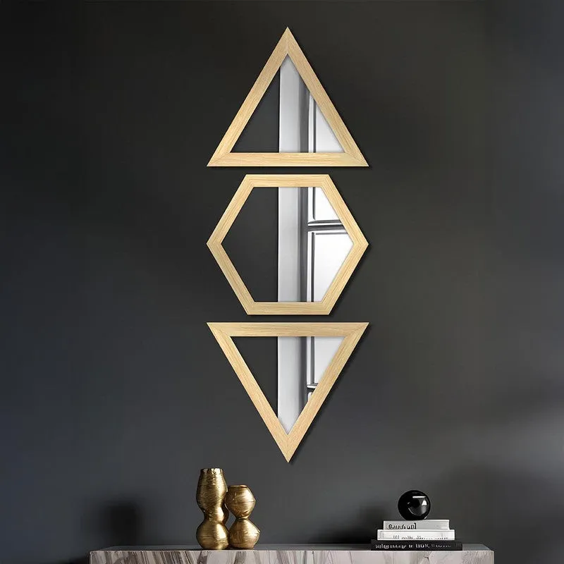 Facet Glow Wall Mirror (Beige)- Set of Three media 4
