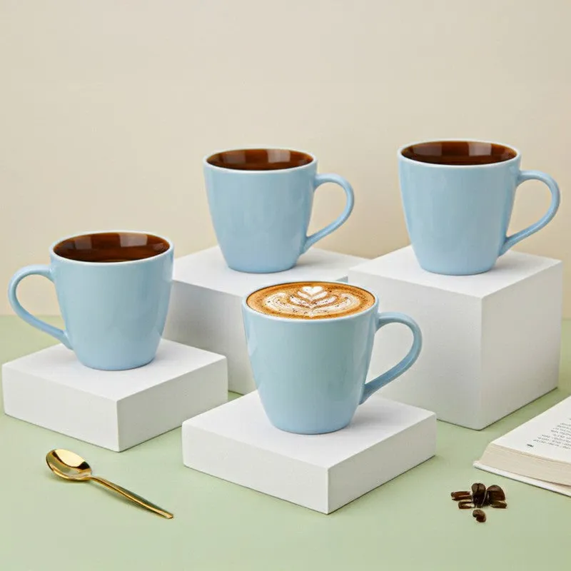 Karvaa Ceramic Coffee Mug (Arctic Blue/350 mL Each) - Set Of Four media 1