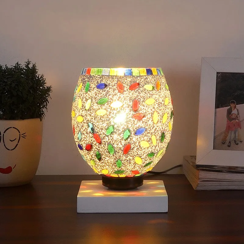 Shinexa Mosaic Glass Table Lamp With Wooden Base - Multicolor media 3