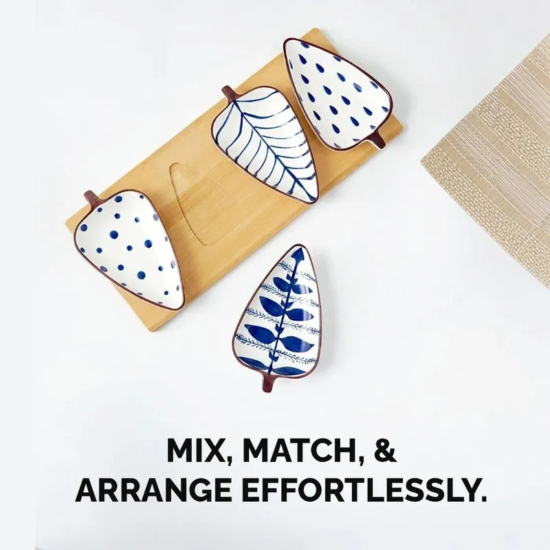 Rioware Ripple Edge Ceramic Platter (White,Blue) - Set of Four media 7