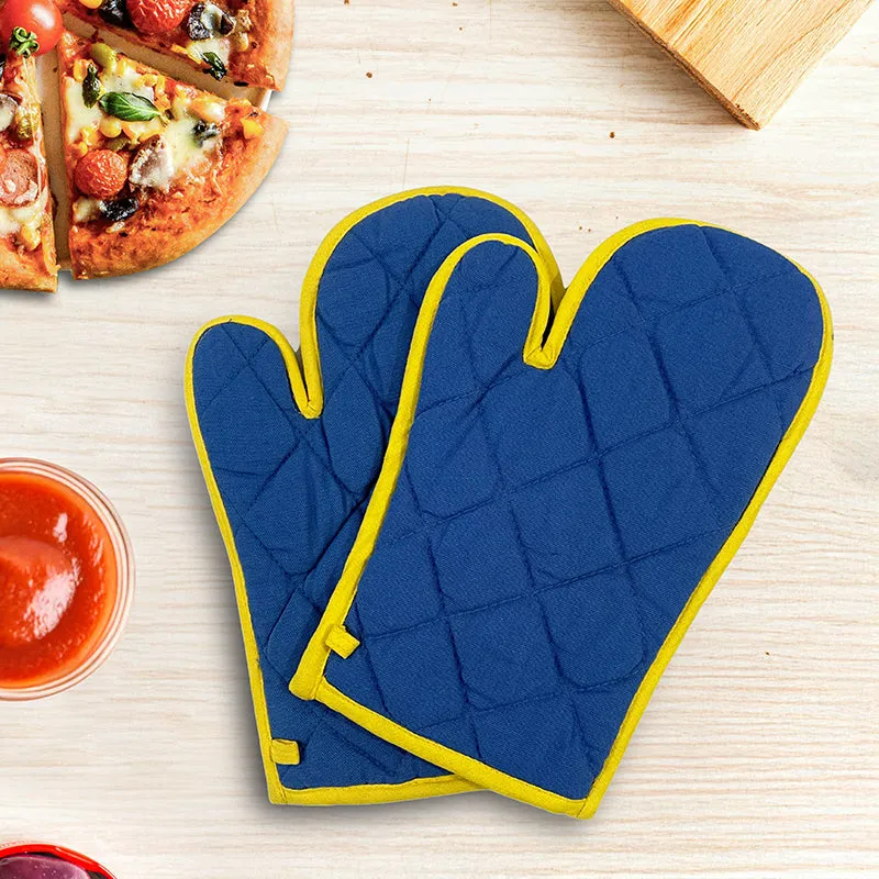 Swayam Teplo Kitchen Gloves (Royal Blue & Yellow) - Set Of Two media 1