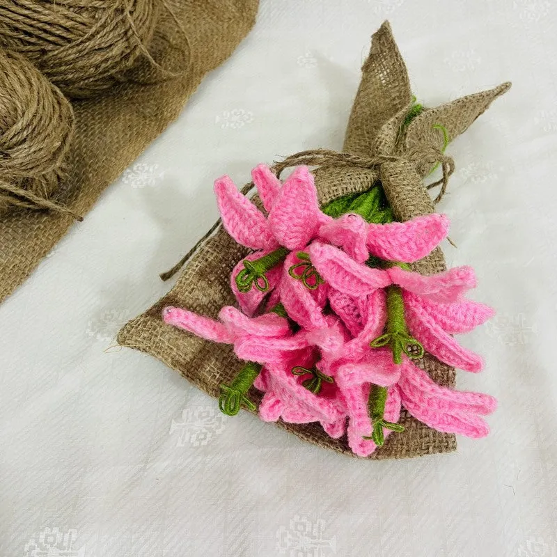 Crochet Handmade Tulip Bouquet (Pink) - Set Of Six media 4