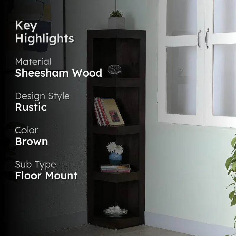 Wverox Sheesham Wooden Wall & Book Shelve - Brown media 2