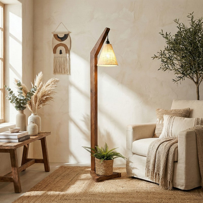 ClassicAura Wooden Floor Lamp - Brown media 3