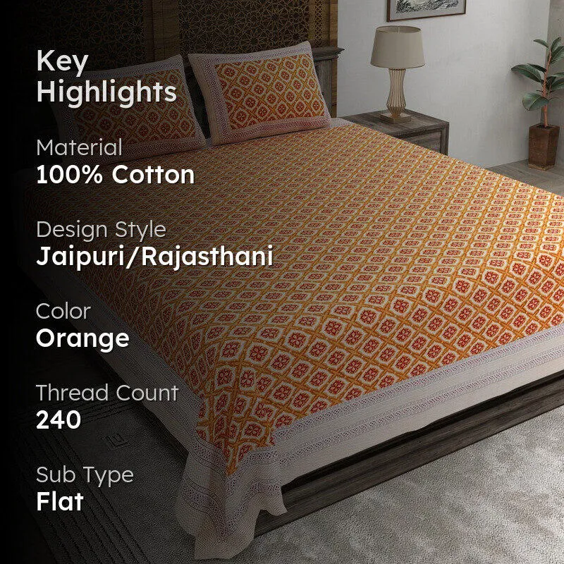 Forma Cotton Bedsheet (Orange) - 240 TC media 2
