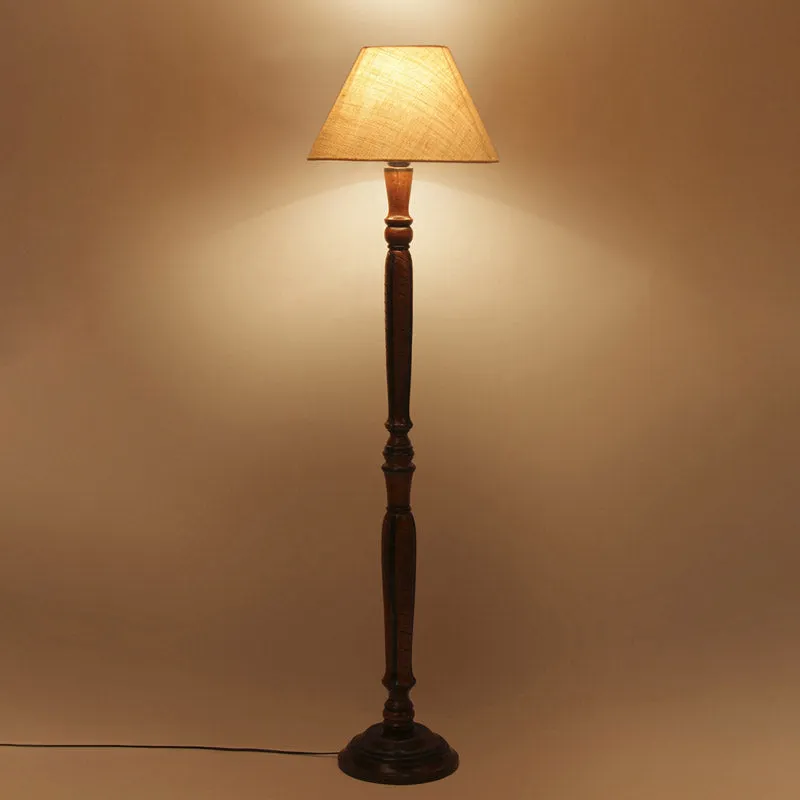 Hima Vintage Wooden Floor Lamp With Jute Shade - White media 4