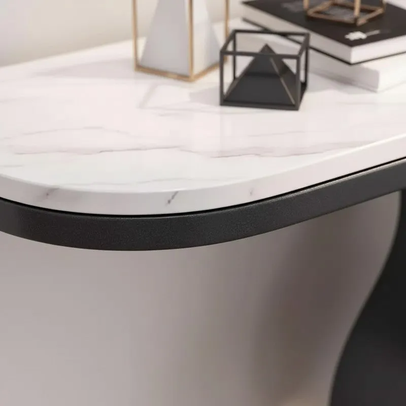 Curvy Metal Console Table with Marble Top (Black) - Medium media 3
