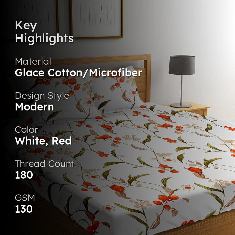 Berry Blossom Microfiber Bedsheet Old - 130 GSM media 2