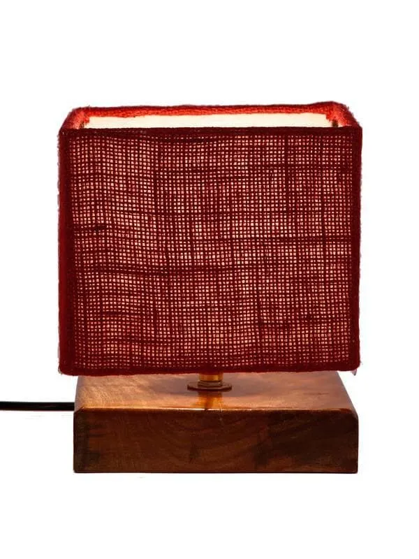 Solid Cusp Fabric Table Lamp - Red,Brown media 5