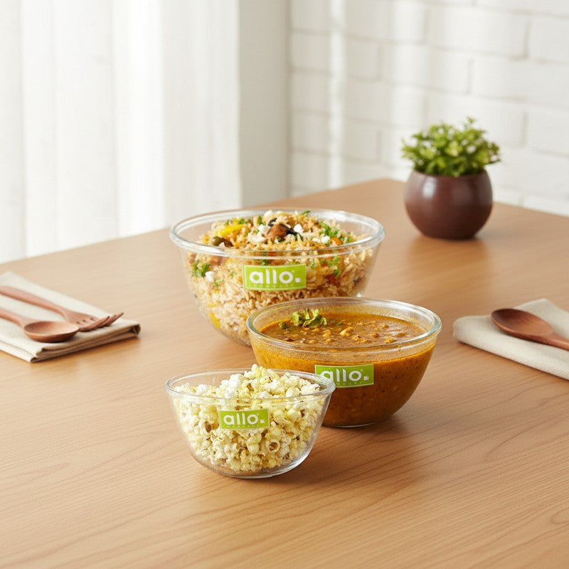Twirix Glass Mixing Bowl (1000/1600/2100 mL) - Set of Three
