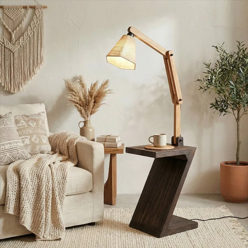 Edeva Shelf Jute and Wooden Floor Lamp media 1