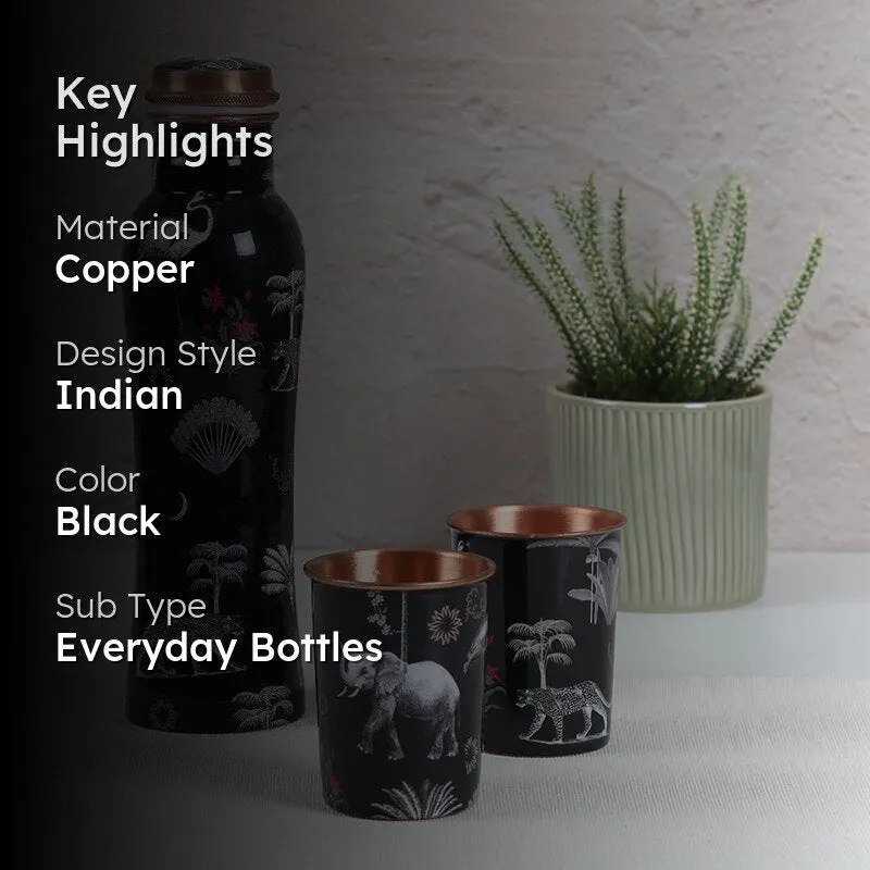 India Circus Fauna Copper Bottle With Glasses (950 mL/400 mL) - Three Piece Set media 2