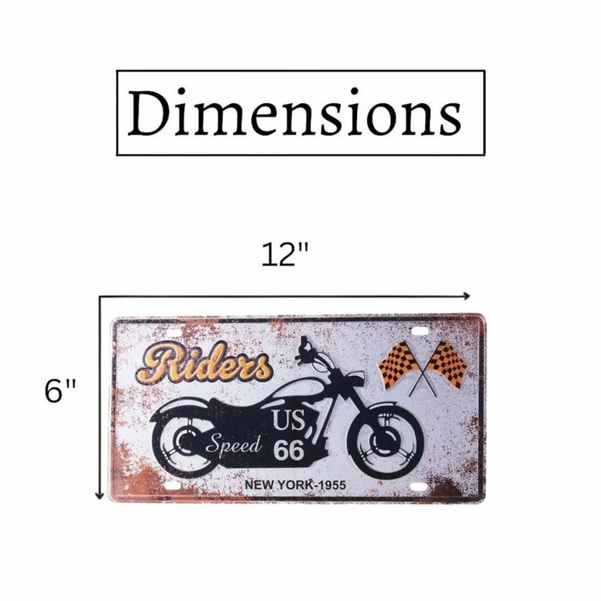 Dimension graphic showing the rectangular wall accent as 12 inches wide and 6 inches high