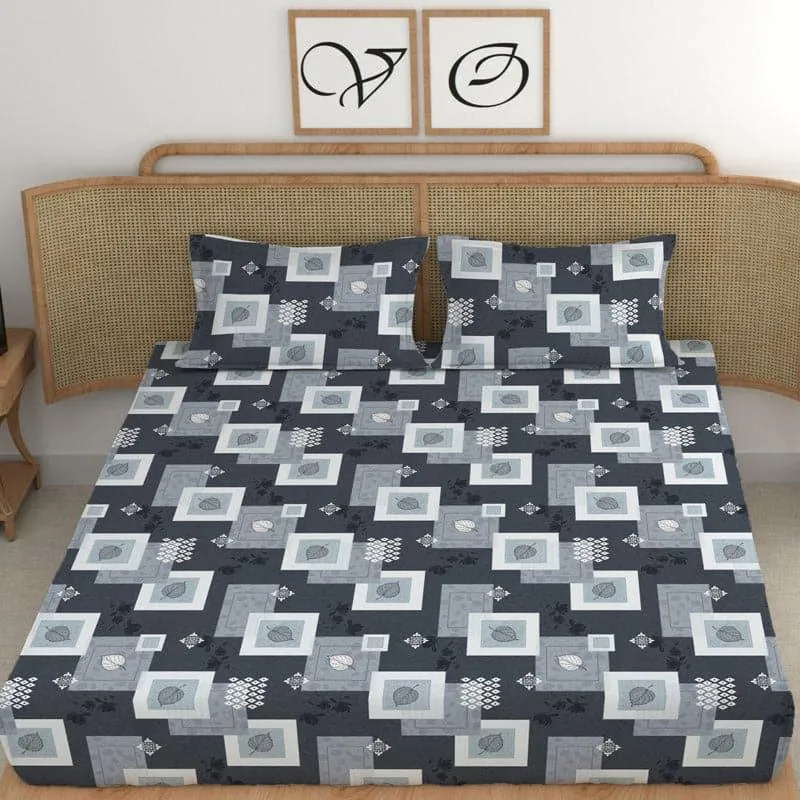 Thelma Printed Microfiber Bedsheet (Denim Blue) - 180 GSM media 4