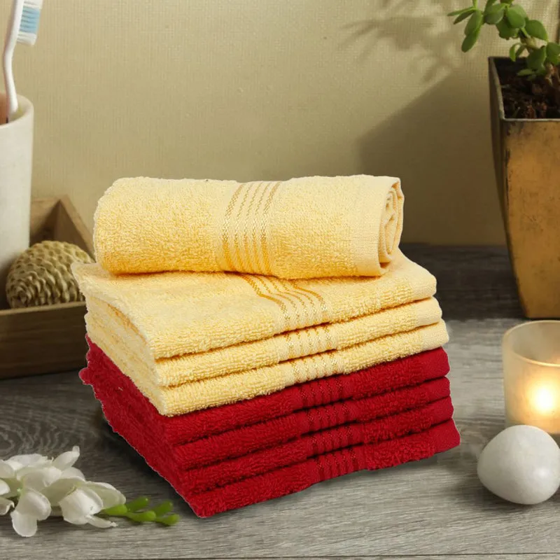 Bodil Face Towel (Yellow,Red) - Set Of Eight media 1