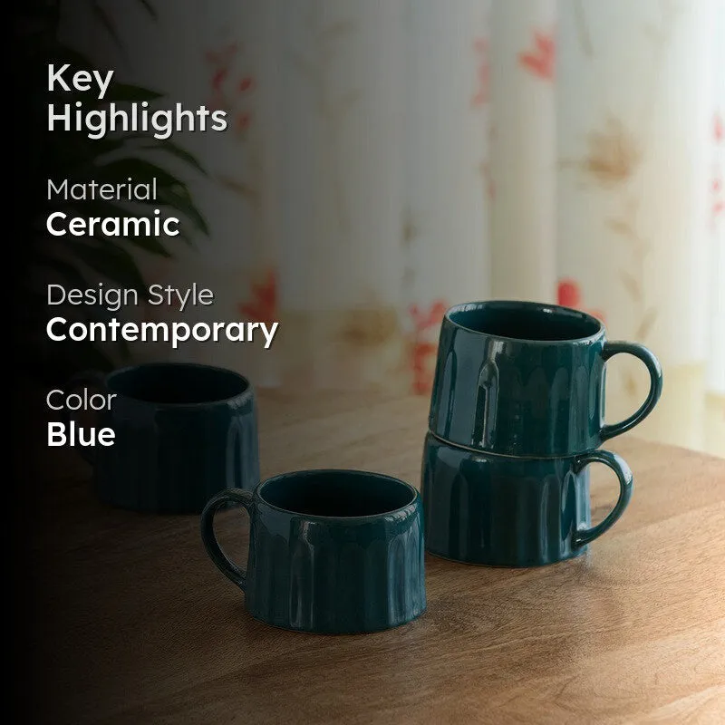Aqua Ceramic Coffee Mug (250 mL Each) - Set Of Four media 2