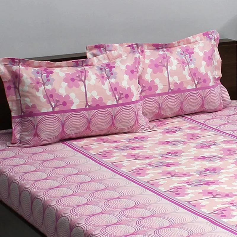 Warhi Floral Cotton Bedsheet (Pink) - 110 TC media 4