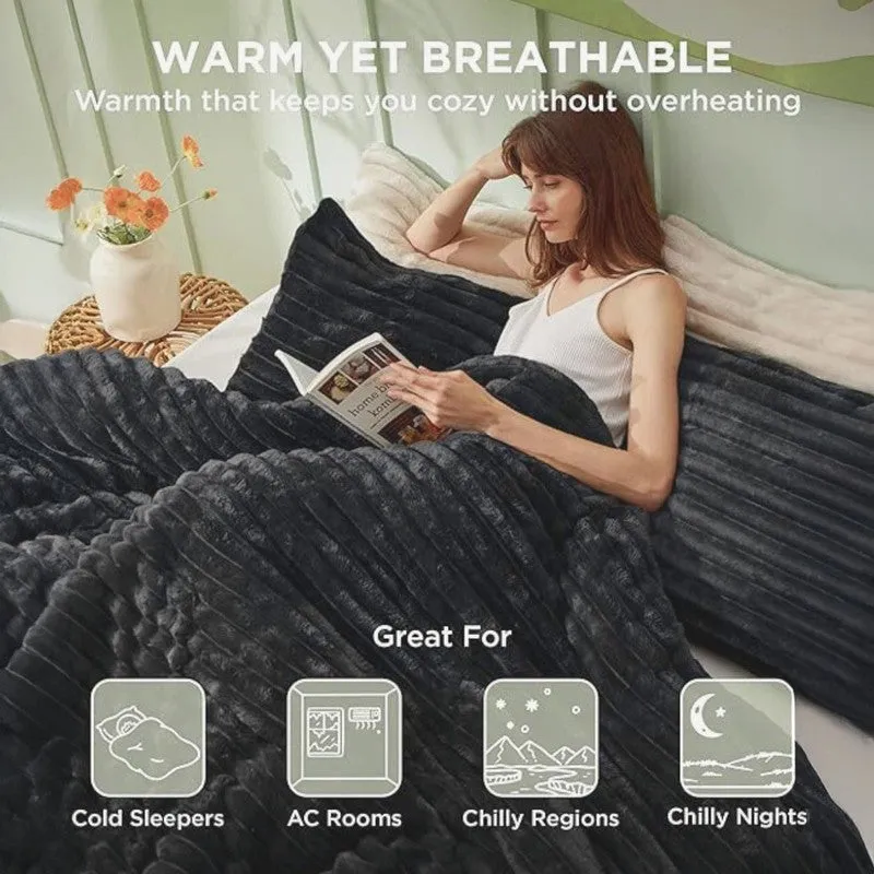 Sleep Scape Faux Fabric Blanket (Grey)- 300 GSM media 8