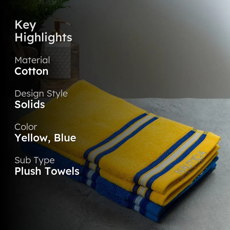 Nautica Dove Dual Down Cotton Hand Towel (Yellow & Blue) - Set Of Four media 2