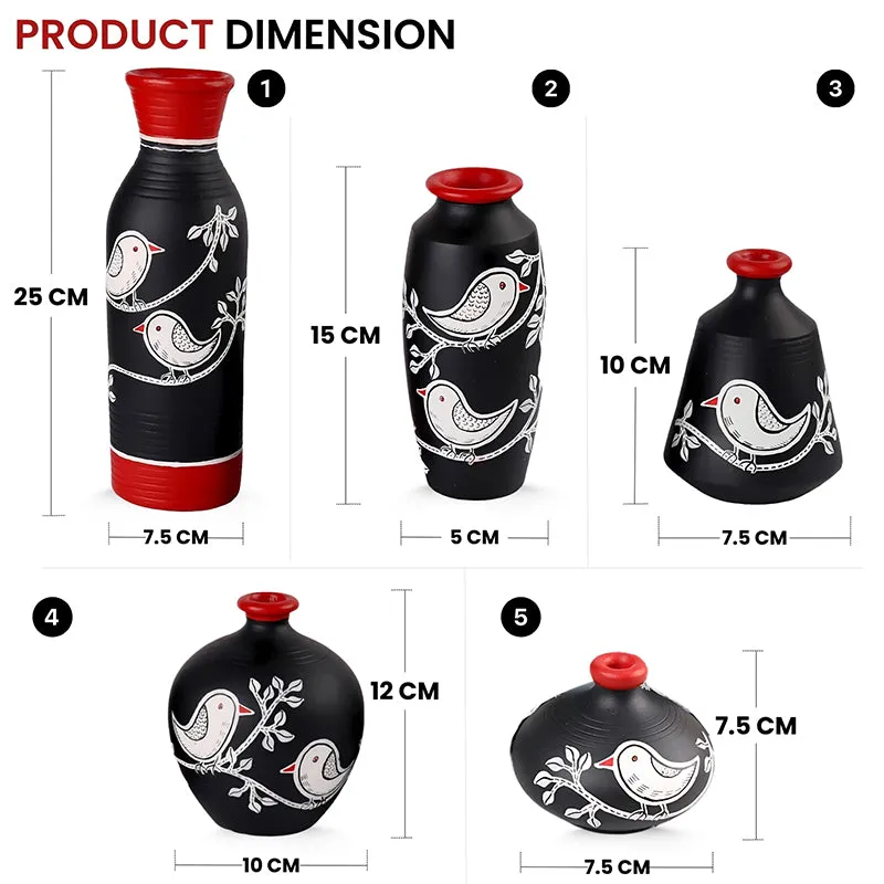Neel Pakhi Handpainted Terracotta Vase - Set Of Five media 8