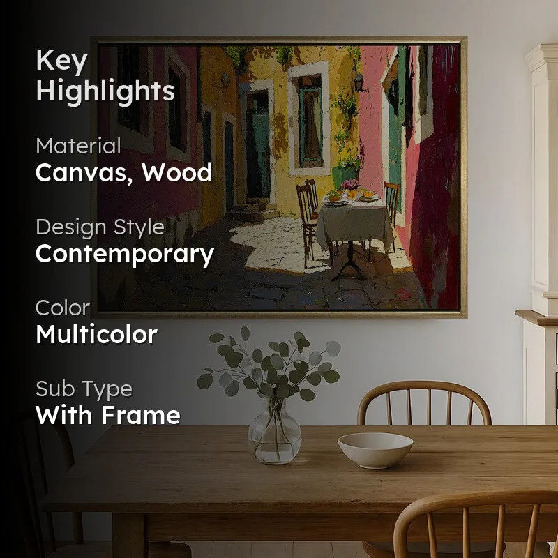 Colorful Village Canvas Wall Painting With Frame media 2